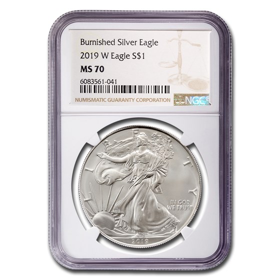 2019-W Burnished Silver Eagle MS-70 NGC 2019-W Burnished Silver Eagle MS-70 NGC