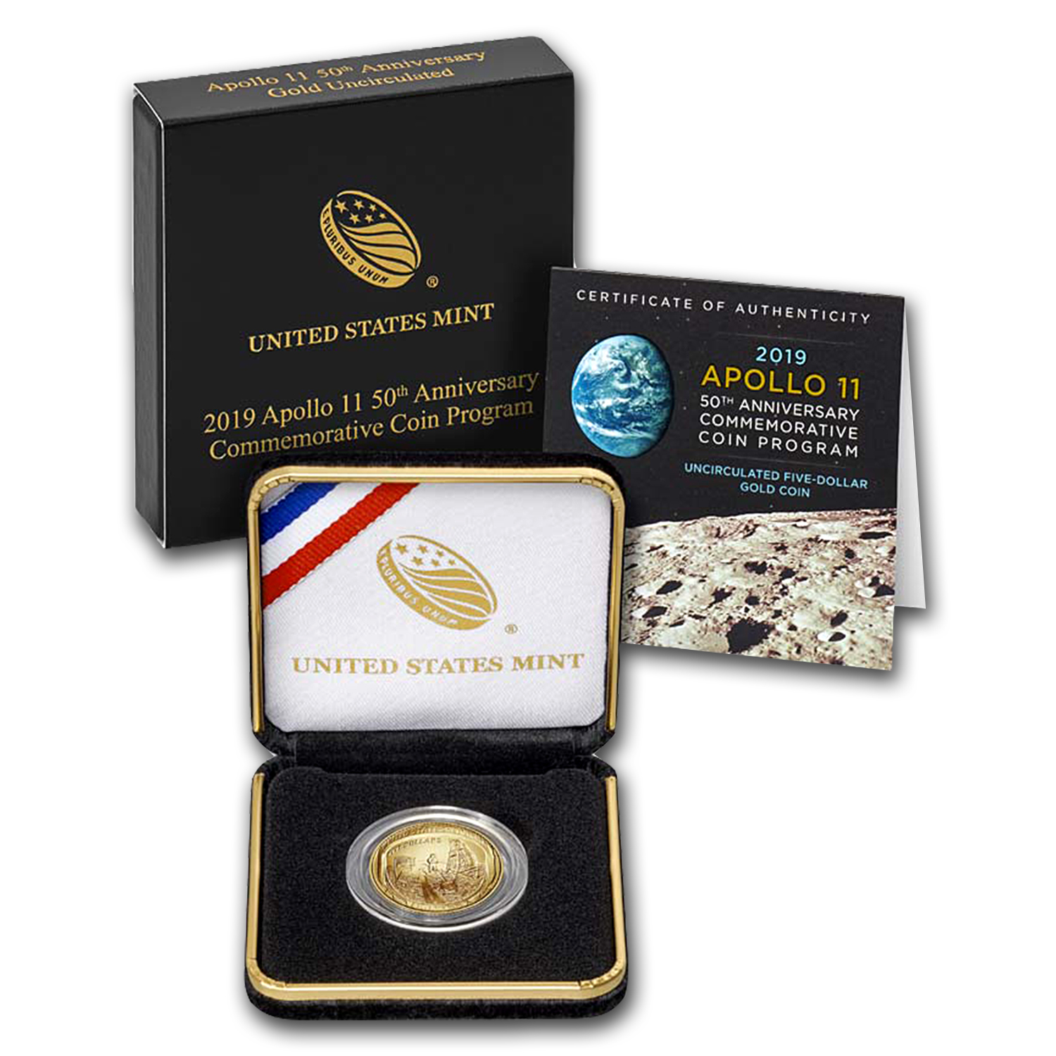 APOLLO 展示品　GOLD 2019 $5 American Apollo 11 50th Anniversary Gold Coinl JM