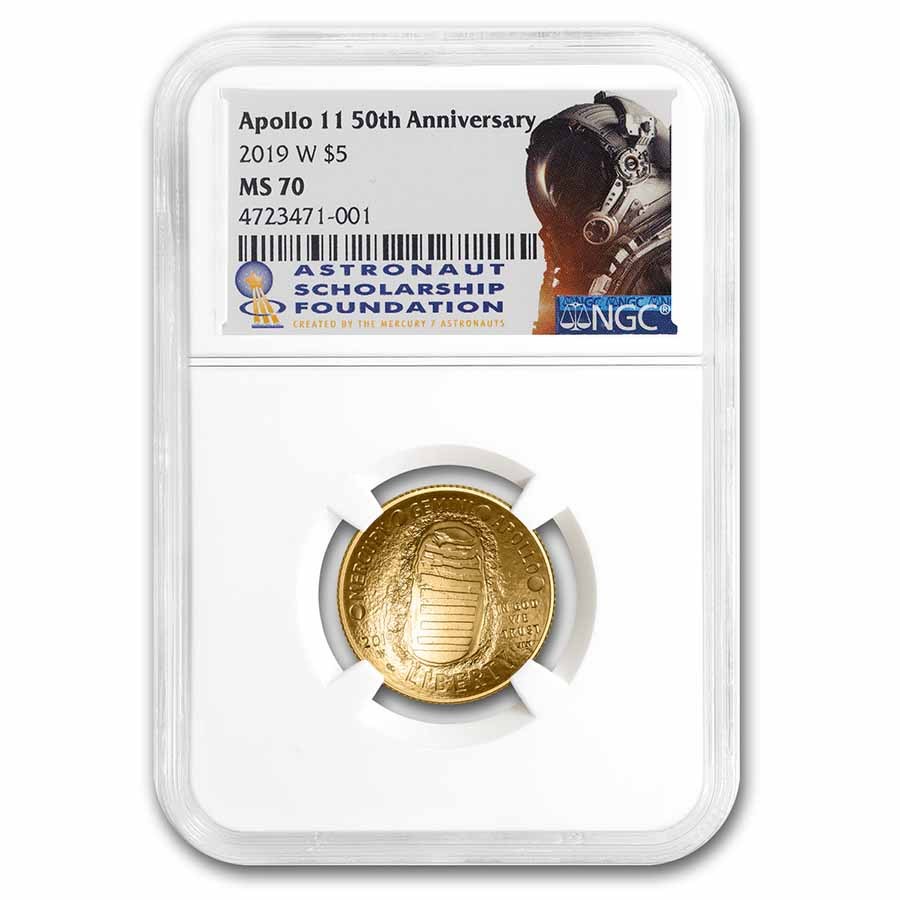 Buy 2019-W Gold $5 Apollo 11 50th Anniversary MS-70 NGC | APMEX