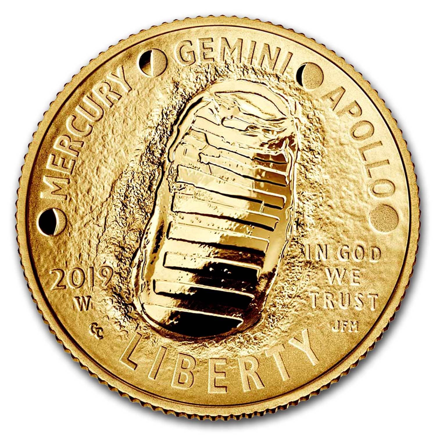 2019-W Gold $5 Apollo 11 50th Anniversary Proof (Box & COA