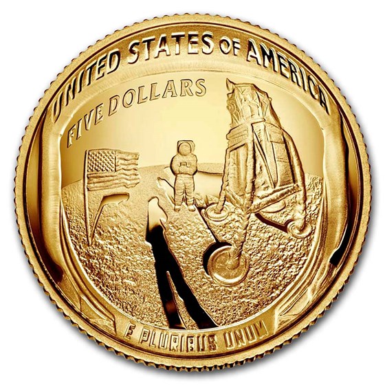 2019-W Gold $5 Apollo 11 50th Anniversary Proof (Box & COA) 2019-W Gold $5 Apollo 11 50th Anniversary Proof (Box & COA)