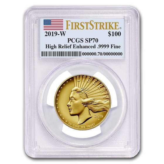 2019-W High Relief American Liberty Gold SP-70 PCGS (FS) 2019-W High Relief American Liberty Gold SP-70 PCGS (FS)