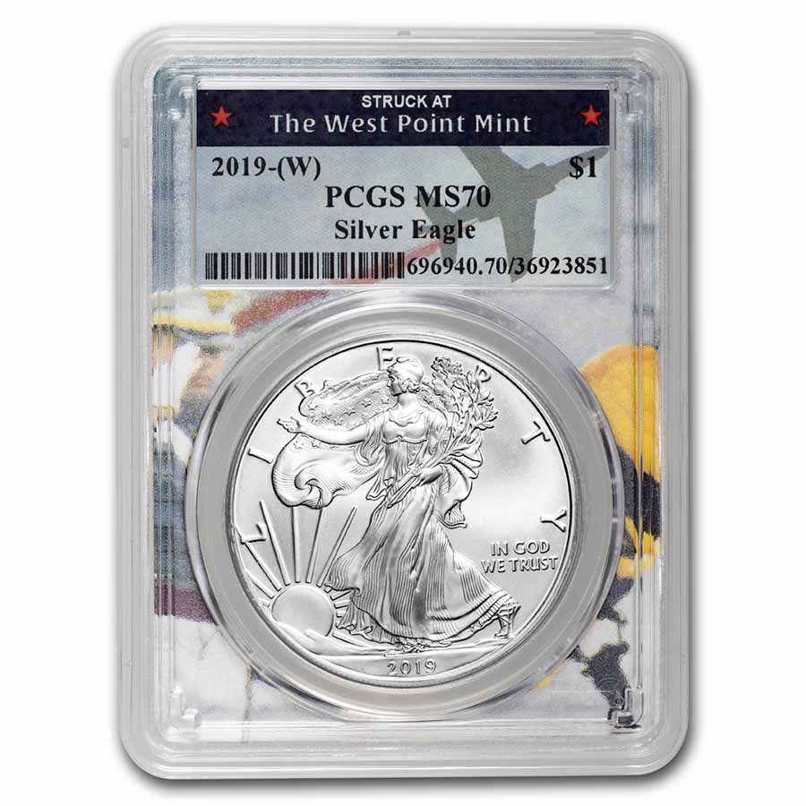 2019 (W) Silver Eagle MS-70 PCGS (West Point Mint Label)