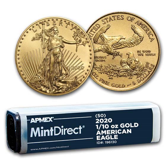 2020 1/10 oz Gold American Eagle (50-Coin MintDirect® Tube) 2020 1/10 oz Gold American Eagle (50-Coin MintDirect® Tube)