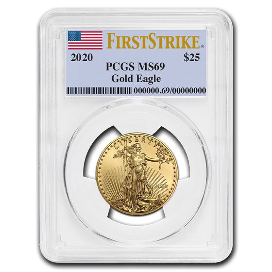 2020 1/2 oz American Gold Eagle MS-69 PCGS (FirstStrike®) 2020 1/2 oz American Gold Eagle MS-69 PCGS (FirstStrike®)