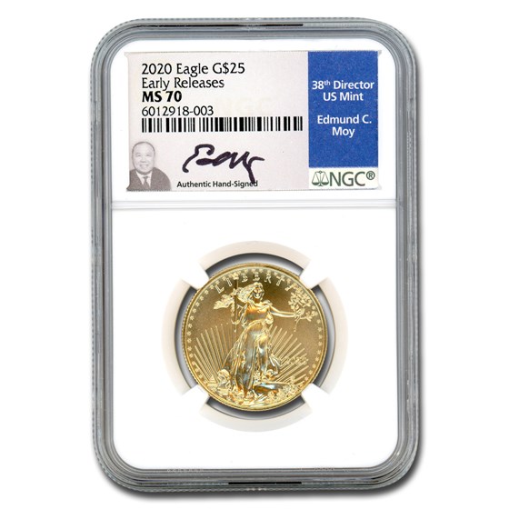 2020 1/2 oz American Gold Eagle MS-70 NGC (ER, Moy Signed) 2020 1/2 oz American Gold Eagle MS-70 NGC (ER, Moy Signed)