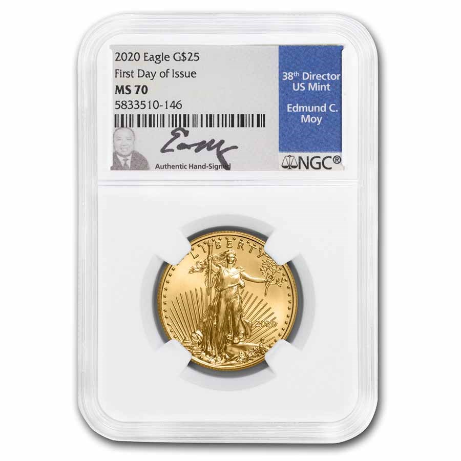2020 1/2 oz American Gold Eagle MS-70 NGC (FDI, Moy Signed)
