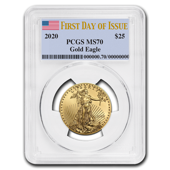 2020 1/2 oz American Gold Eagle MS-70 PCGS (First Day of Issue) 2020 1/2 oz American Gold Eagle MS-70 PCGS (First Day of Issue)