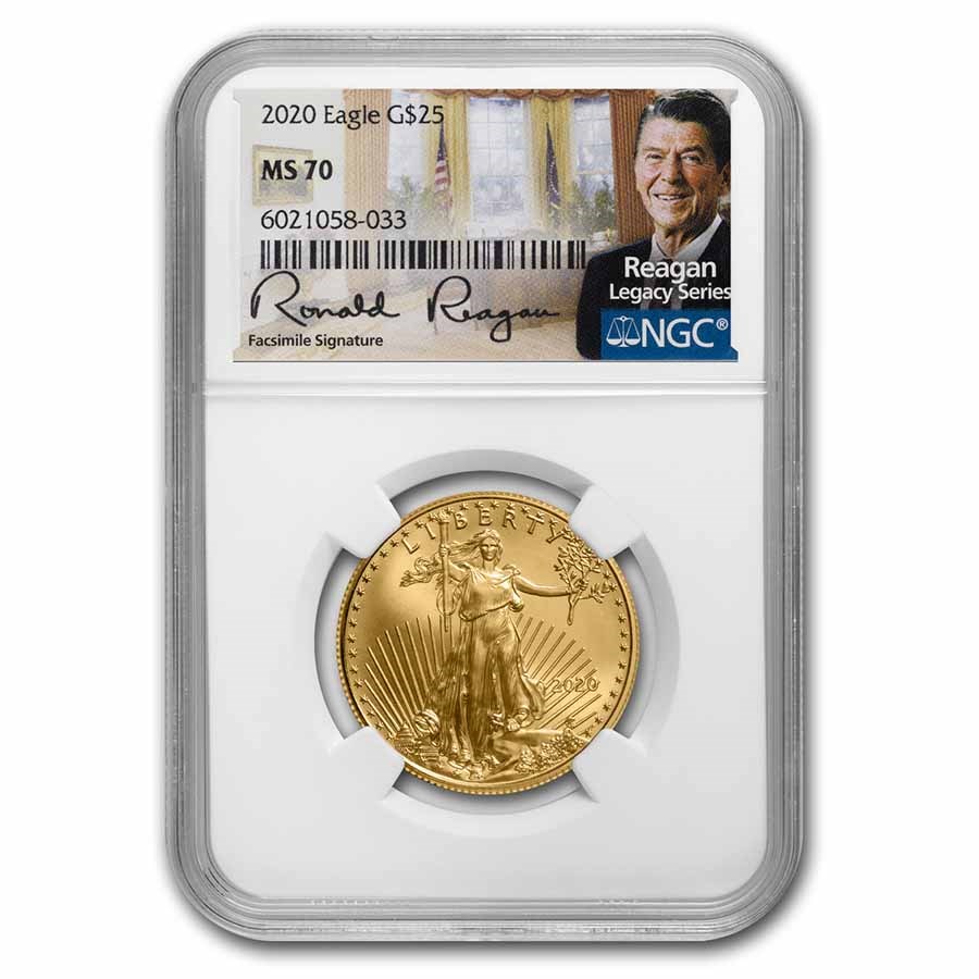 2020 1/2 oz Gold Eagle MS-70 NGC (Ronald Reagan Label)