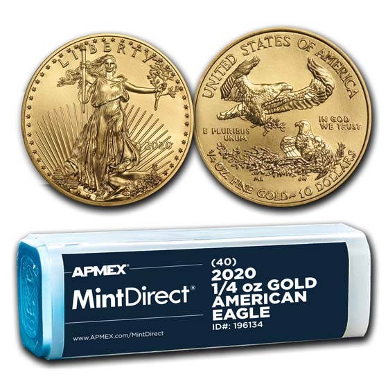 2020-1-4-oz-gold-american-eagle-40-coin-mintdirect-tube-1-4-oz