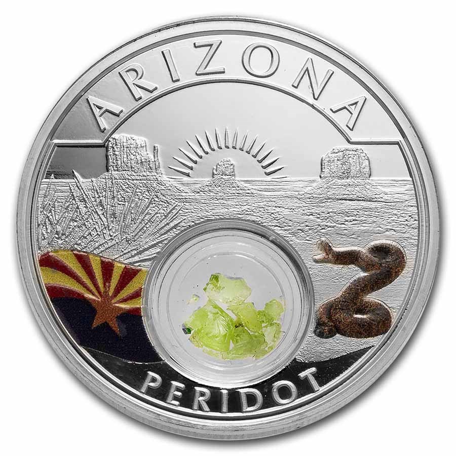 2020 1 oz Ag Treasures of the U.S. Arizona Peridot (Colorized)