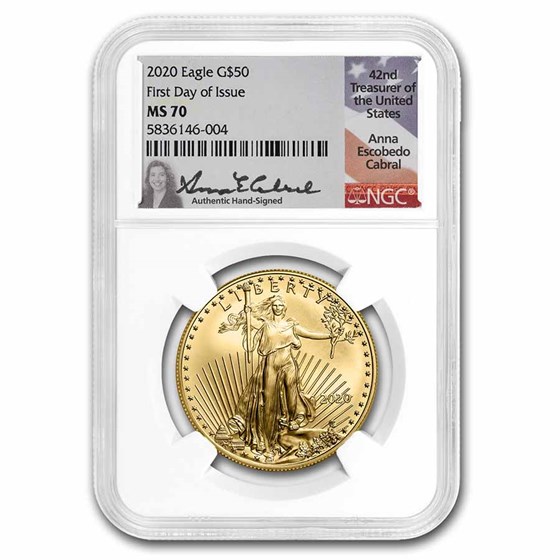 2020 1 oz American Gold Eagle MS-70 NGC (FDI, Anna Cabral Signed) 2020 1 oz American Gold Eagle MS-70 NGC (FDI, Anna Cabral Signed)