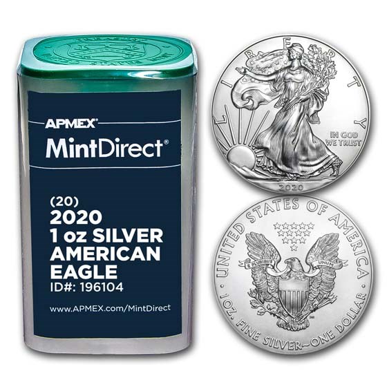 2020 1 oz American Silver Eagles (20-Coin MintDirect® Tube)