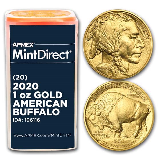 2020 1 oz Gold Buffalo (20-Coin MintDirect® Tube)