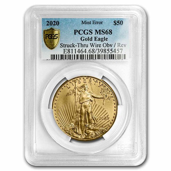 2020 1 oz Gold Eagle MS-68 PCGS (Error, Obv/Rev Struck-Thru Wire) 2020 1 oz Gold Eagle MS-68 PCGS (Error, Obv/Rev Struck-Thru Wire)