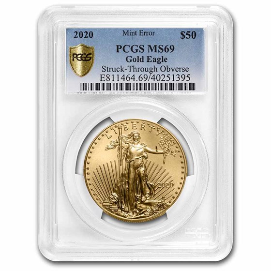 2020 1 oz Gold Eagle MS-69 PCGS (Error, Obv Struck-Through) 2020 1 oz Gold Eagle MS-69 PCGS (Error, Obv Struck-Through)