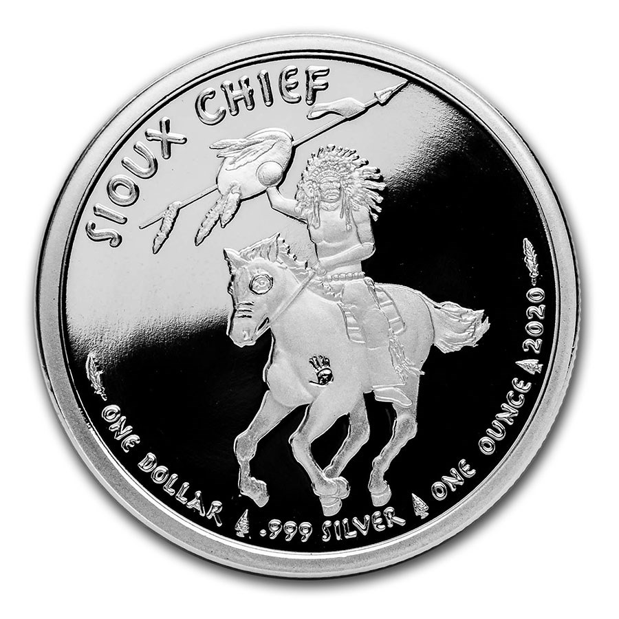 2020 1 oz Silver $1 Sioux Indian War Chief BU
