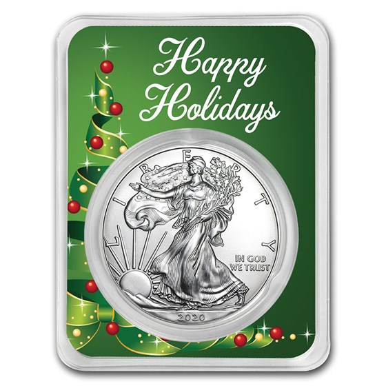 2020 1 oz Silver American Eagle - Happy Holidays (Ribbon Tree) 2020 1 oz Silver American Eagle - Happy Holidays (Ribbon Tree)