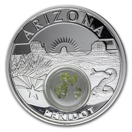 2020 1 oz Silver Treasures of the U.S. Arizona Peridot (Box&COA)