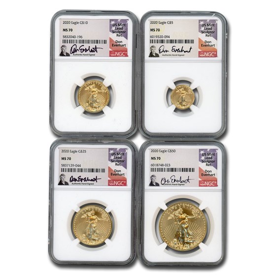 2020 4-Coin American Gold Eagle Set MS-70 NGC (Everhart) 2020 4-Coin American Gold Eagle Set MS-70 NGC (Everhart)