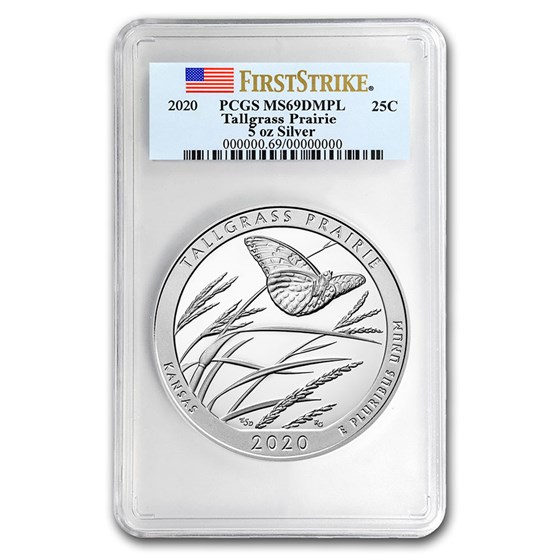 2020 5 oz Silver ATB Tallgrass Prairie MS-69 DMPL PCGS (FS) 2020 5 oz Silver ATB Tallgrass Prairie MS-69 DMPL PCGS (FS)