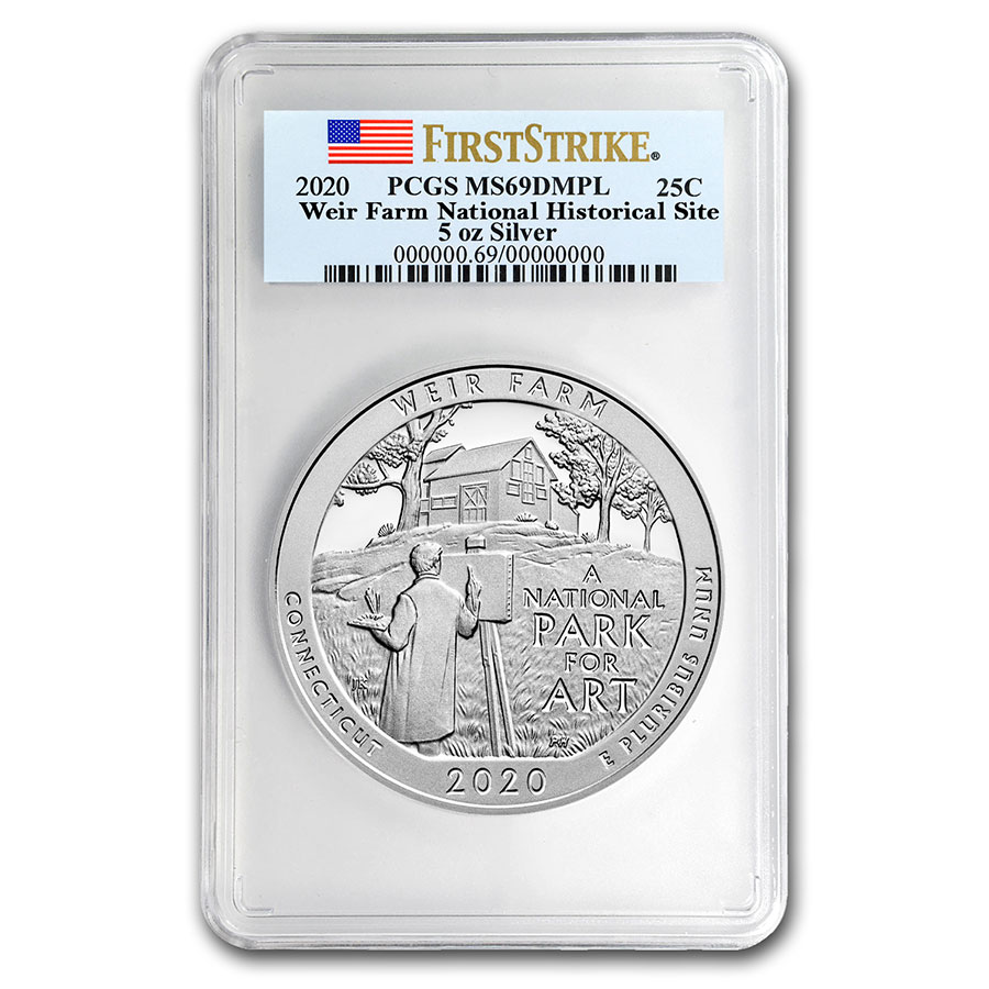 Buy 2020 5 oz Silver ATB Weir Farm Historic Site MS-69 DMPL PCGS