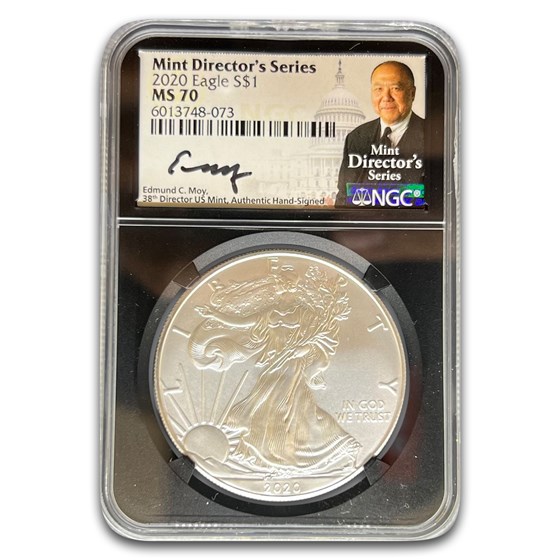 2020 American Silver Eagle MS-70 NGC (Black Core, Edmund C. Moy)