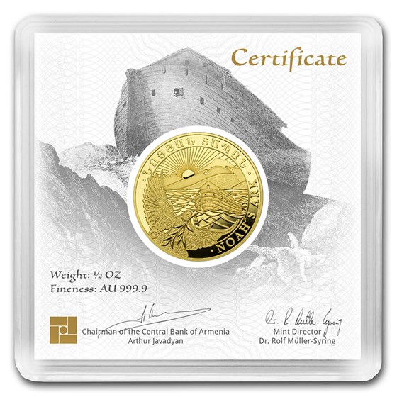 2020 Armenia 1/2 oz Gold 25,000 Dram Noah's Ark BU 2020 Armenia 1/2 oz Gold 25,000 Dram Noah's Ark BU