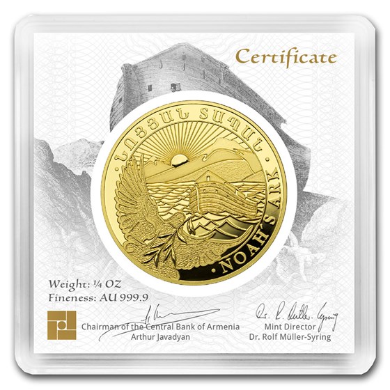 2020 Armenia 1/4 oz Gold 10,000 Dram Noah's Ark BU 2020 Armenia 1/4 oz Gold 10,000 Dram Noah's Ark BU