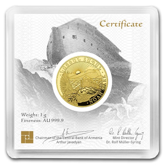 2020 Armenia 1 gram Gold 100 Dram Noah's Ark BU 2020 Armenia 1 gram Gold 100 Dram Noah's Ark BU