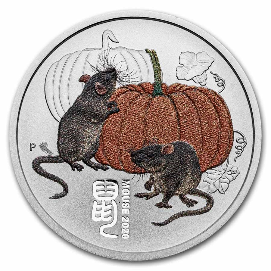 2020 Australia 1/4 oz Silver Lunar Mouse BU (Colorized)