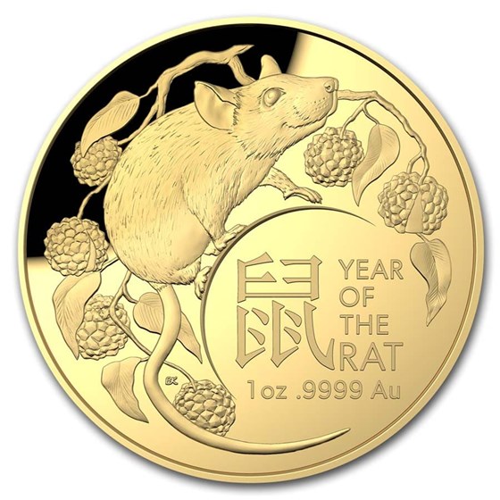 2020 Australia 1 oz Gold $100 Lunar Year of the Rat Domed Proof 2020 Australia 1 oz Gold $100 Lunar Year of the Rat Domed Proof