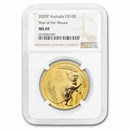 2020 Australia 1 oz Gold Lunar Mouse MS-69 NGC