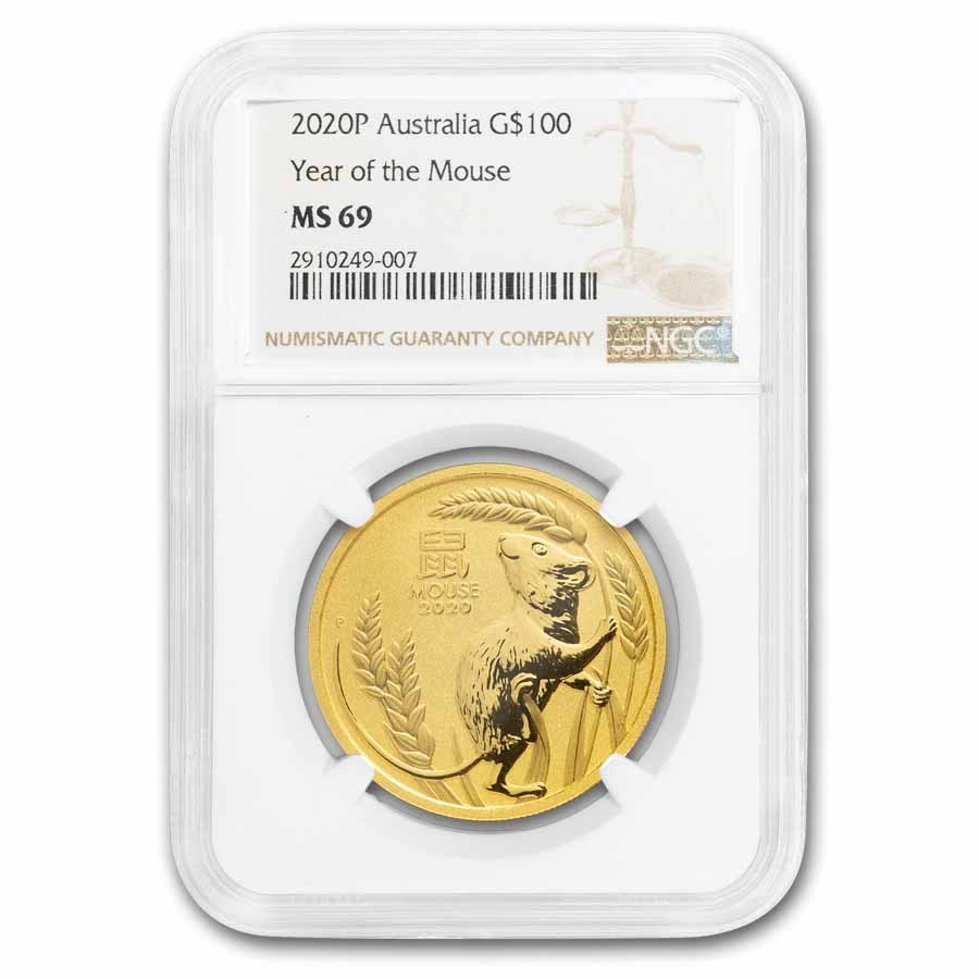 2020 Australia 1 oz Gold Lunar Mouse MS-69 NGC