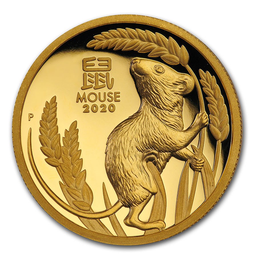2020 Australia 1 oz Gold Lunar Mouse Proof (HR, Box & COA)