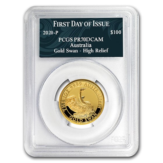 2020 Australia 1 oz Gold Swan COA #10 PR-70 PCGS (FD) 2020 Australia 1 oz Gold Swan COA #10 PR-70 PCGS (FD)
