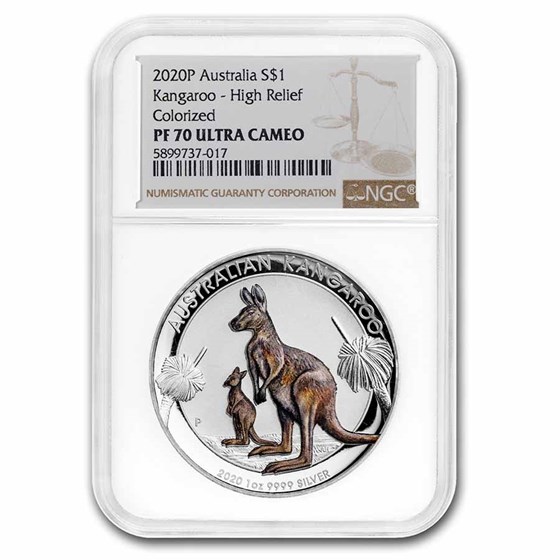 2020 Australia 1 oz Silver Kangaroo Colorized HR NGC PF-70 UC 2020 Australia 1 oz Silver Kangaroo Colorized HR NGC PF-70 UC