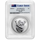 2020 Australia 1 oz Silver Koala MS-70 PCGS Early Issue