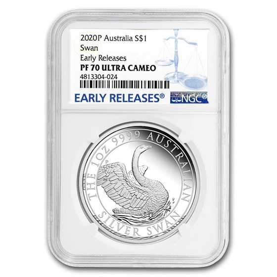 2020 Australia 1 oz Silver Swan PF-70 NGC (ER) 2020 Australia 1 oz Silver Swan PF-70 NGC (ER)