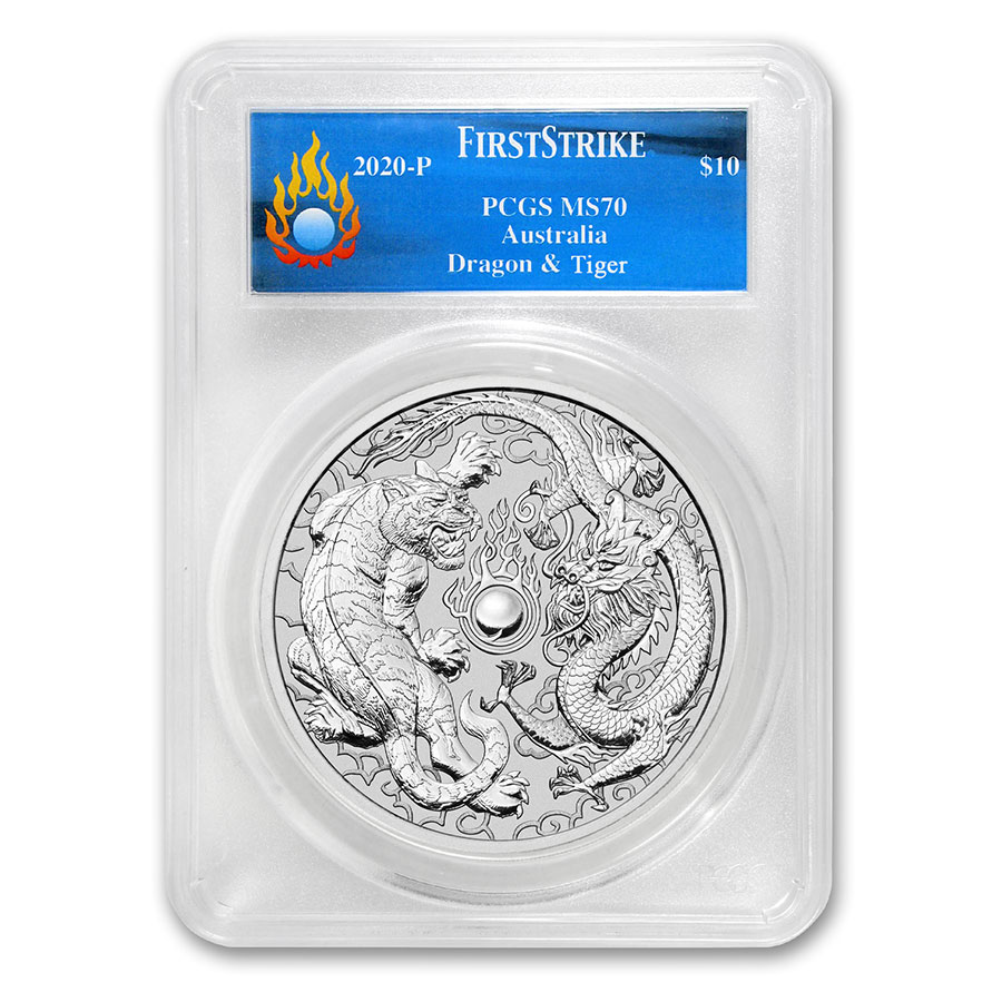 2020年　セレスティアアニマルシリーズ　ドラゴン銀貨 Buy 2020 Australia 10 oz Silver Dragon & Tiger MS-70 PCGS (FS) | APMEX
