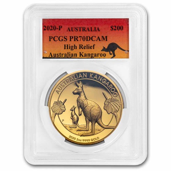 2020 Australia 2 oz Gold Kangaroo PR-70 DCAM High Relief 2020 Australia 2 oz Gold Kangaroo PR-70 DCAM High Relief
