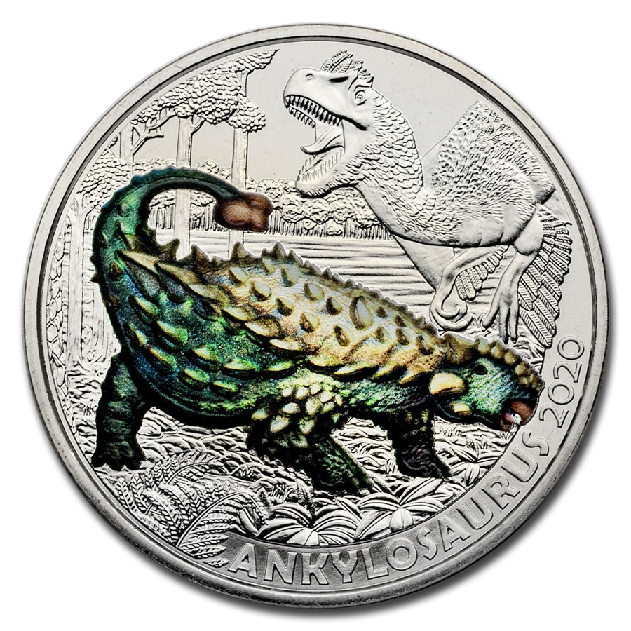 2020 Austria Cupro-Nickel €3 Colorful Supersaurs (Ankylosaurus)