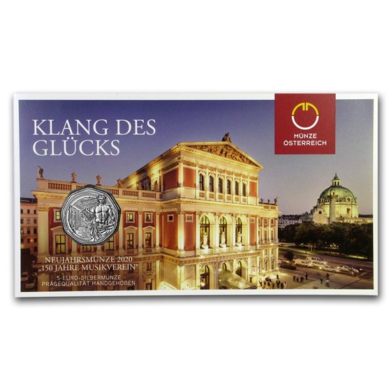 2020 Austria Silver €5 New Year's 150th Anniversary Musikverein 2020 Austria Silver €5 New Year's 150th Anniversary Musikverein