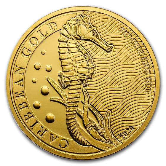 2020 Barbados 1 oz Gold Caribbean Seahorse BU 2020 Barbados 1 oz Gold Caribbean Seahorse BU