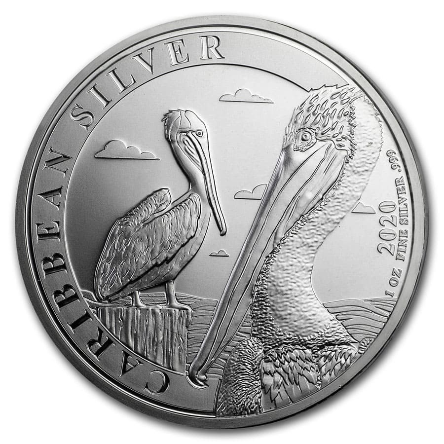 2020 Barbados 1 oz Silver Caribbean Pelican BU