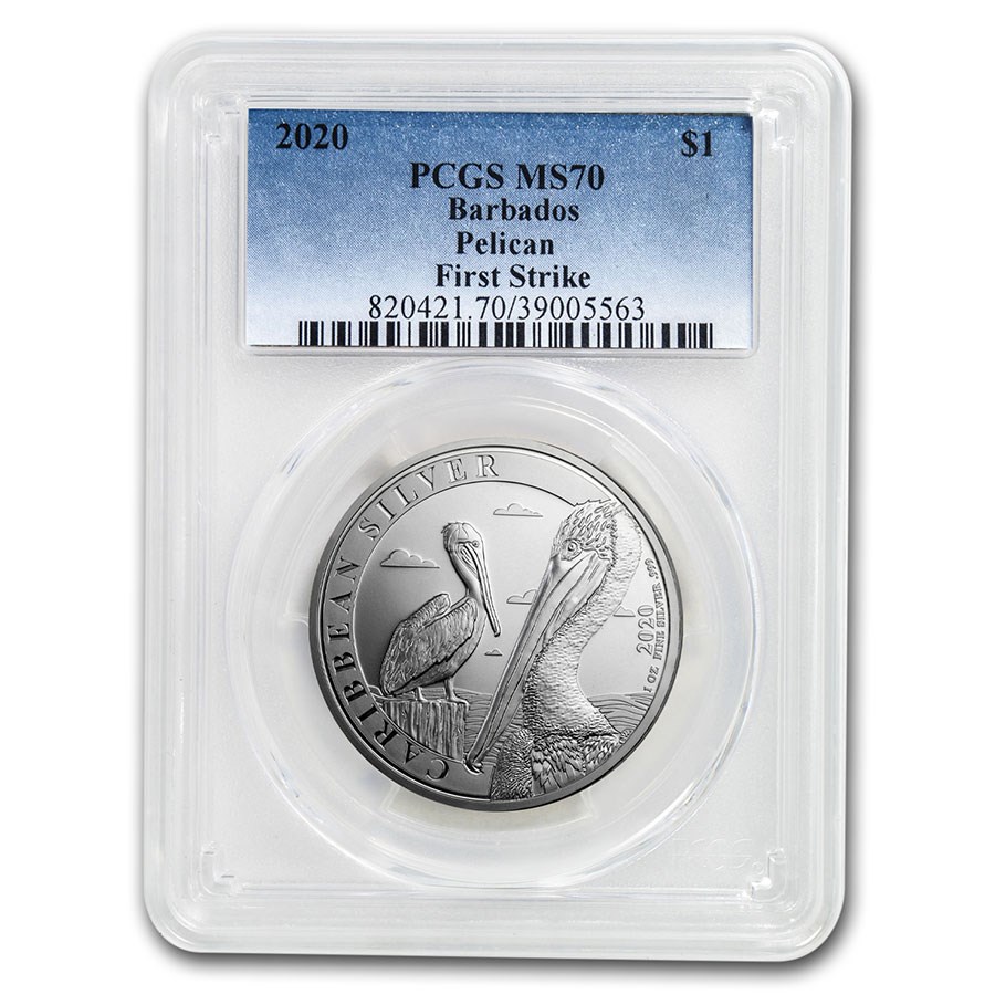 2020 Barbados 1 oz Silver Caribbean Pelican MS-70 PCGS (FS)