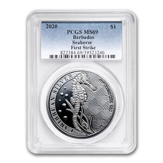 2020 Barbados 1 oz Silver Caribbean Seahorse MS-69 PCGS (FS) 2020 Barbados 1 oz Silver Caribbean Seahorse MS-69 PCGS (FS)