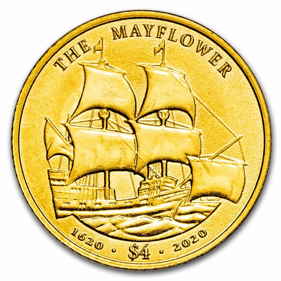 2020 BVI 1/2 gram Gold Mayflower 400th Anniv (No Box/COA)