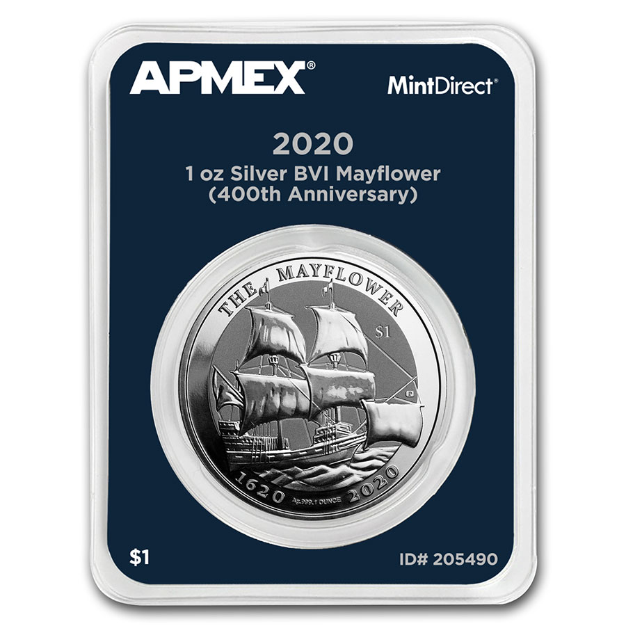 Buy 2020 BVI 1 oz Silver Mayflower 400th Anniv (MintDirect® Single