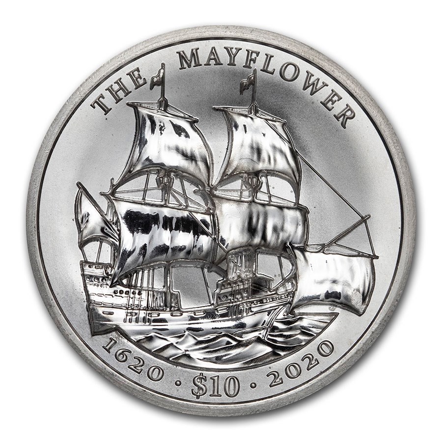 2020 BVI 2 oz Silver UHR Mayflower 400th (No Box &/or Capsule)